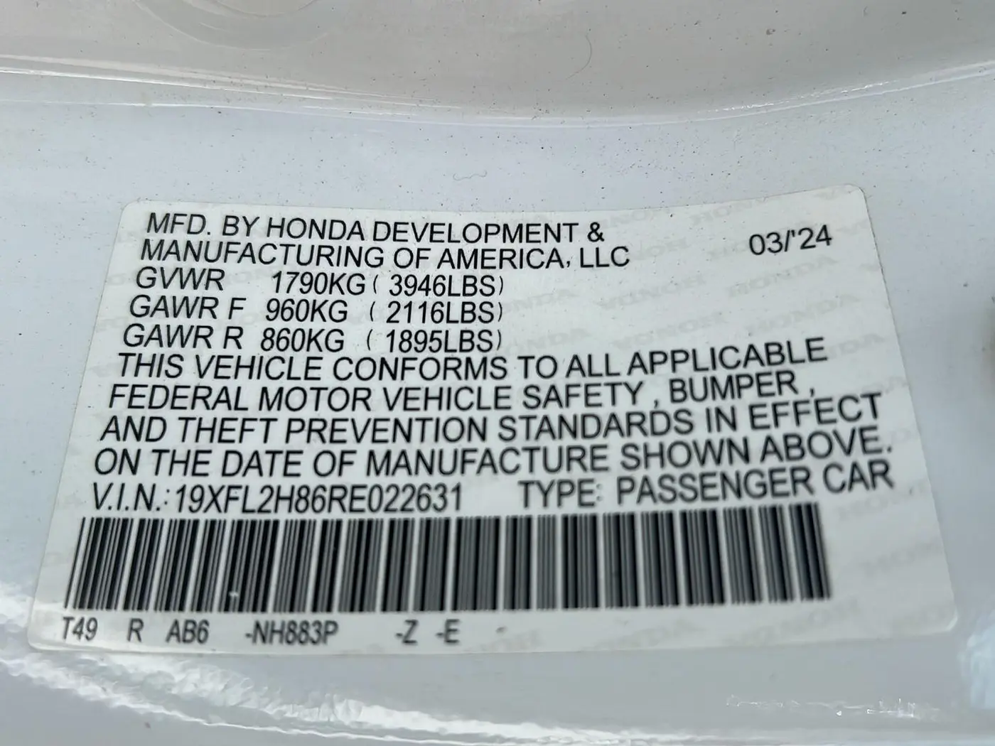 2024 Honda Civic - $24,125