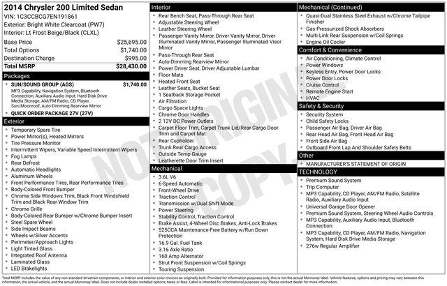 2014 Chrysler 200 - $5,864