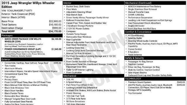 2015 Jeep Wrangler Freedom Edition