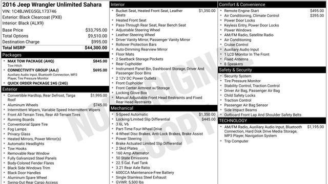 2016 Jeep Wrangler Unlimited Sahara