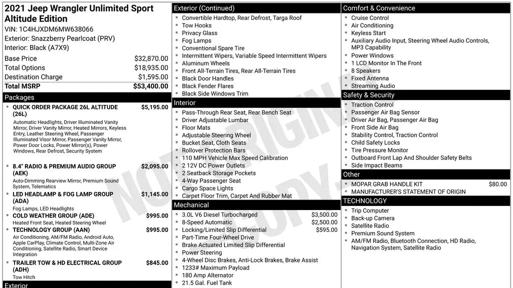 2021 Jeep Wrangler Unlimited Sport