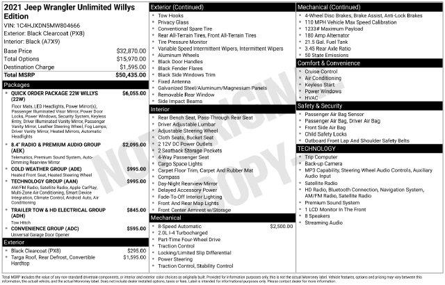 2021 Jeep Wrangler - $26,979