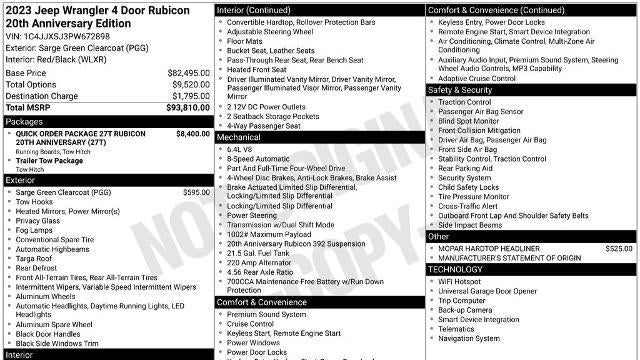 2023 Jeep Wrangler Rubicon 392 20th Anniversary