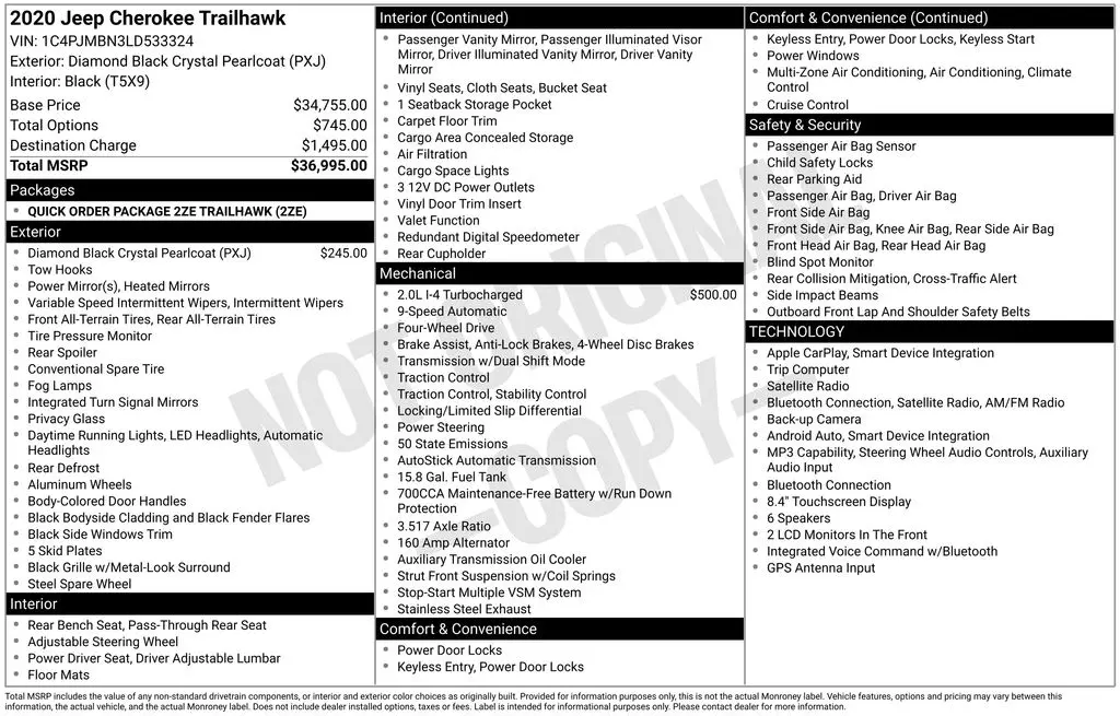 2020 Jeep Cherokee - $13,999