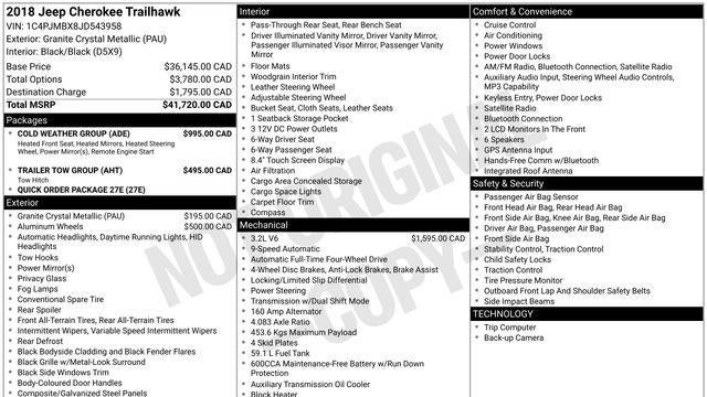 2018 Jeep Cherokee Trailhawk L Plus
