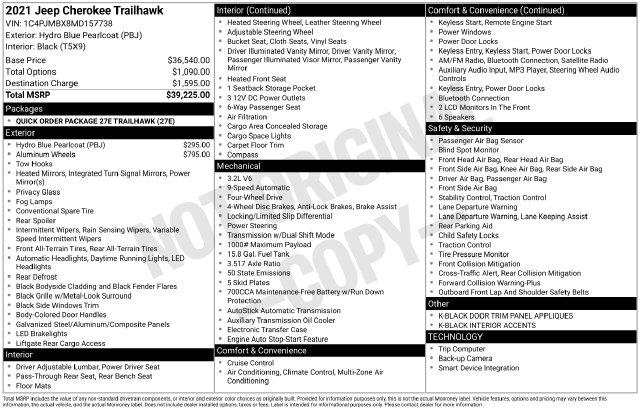 2021 Jeep Cherokee - $23,678