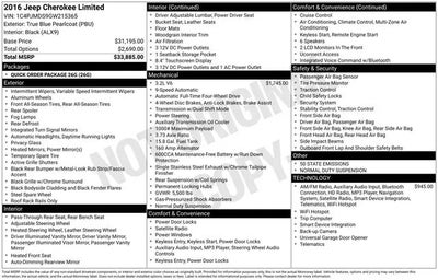 Photo of a 2016 Jeep Cherokee 4X4 Limited 4DR SUV for sale