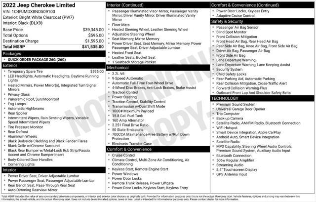 2022 Jeep Cherokee - $20,967