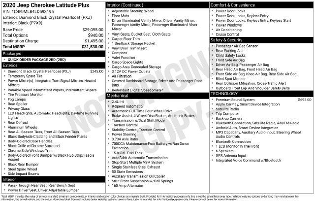 2020 Jeep Cherokee - $13,800