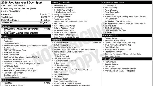 2026 Jeep Wrangler Sport S