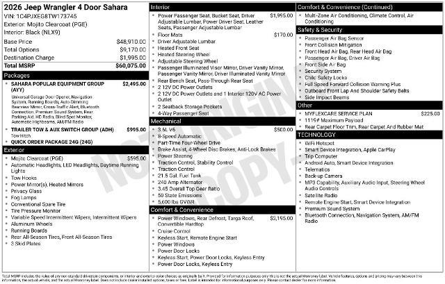 2026 Jeep Wrangler - $46,995