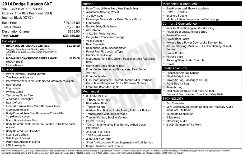 2014 Dodge Durango - $10,501