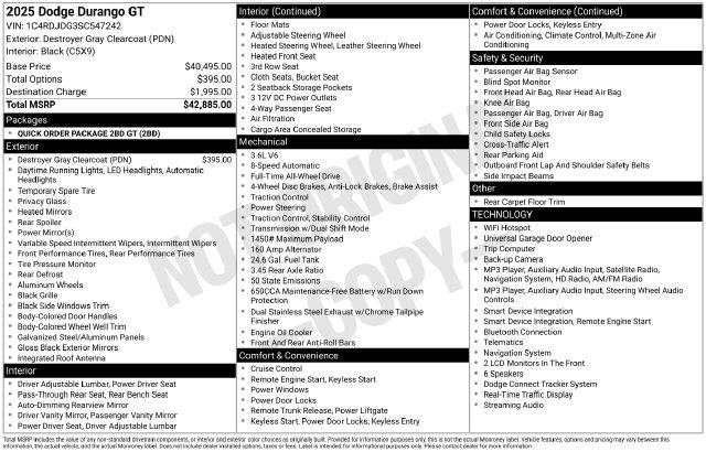2025 Dodge Durango - $29,800