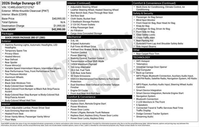 2026 Dodge Durango - $35,770