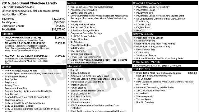 2016 Jeep Grand Cherokee Laredo E