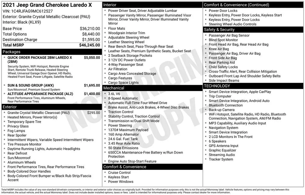 2021 Jeep Cherokee - $23,094