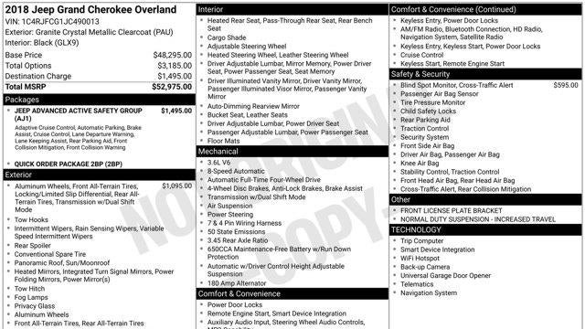 2018 Jeep Grand Cherokee Overland