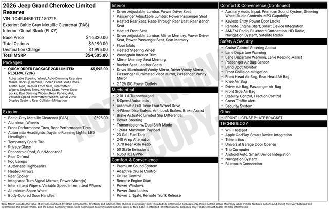 2026 Jeep Cherokee - $41,979