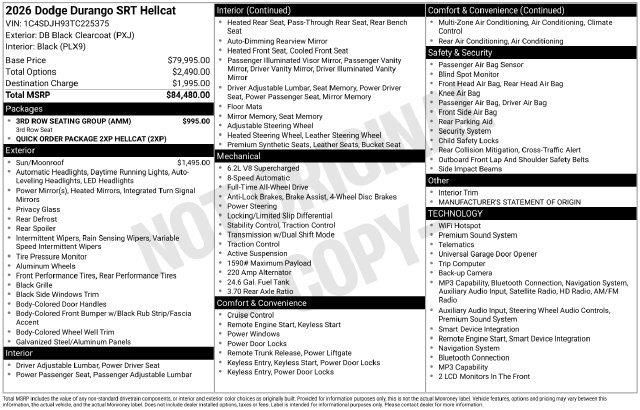 2026 Dodge Durango - $82,595