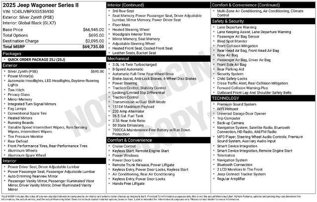 2025 Jeep Wagoneer - $47,080