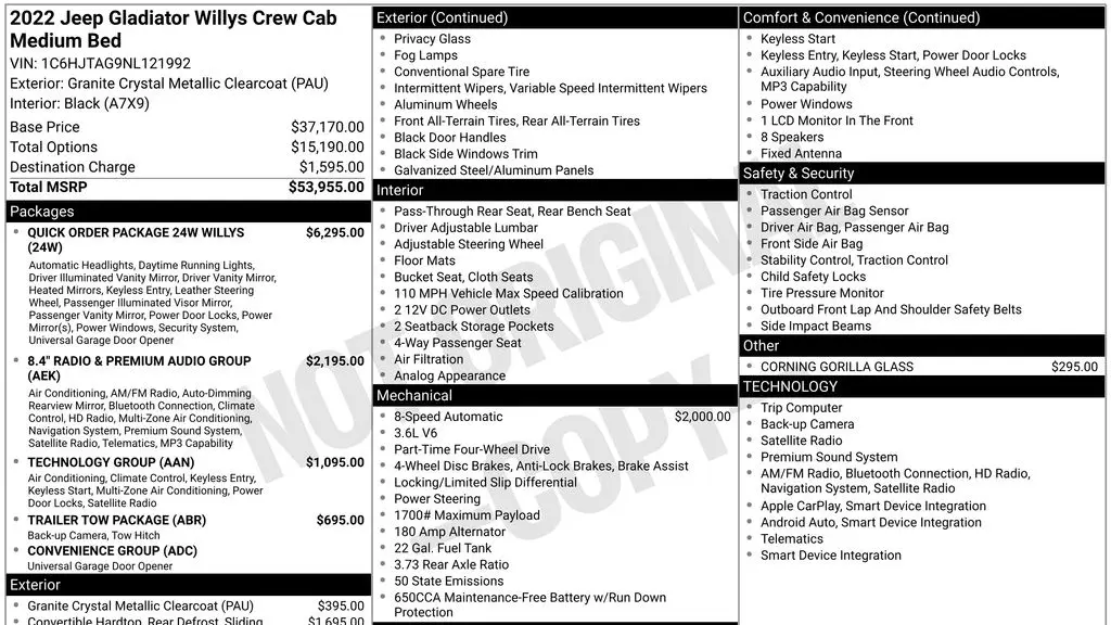 2022 Jeep Gladiator Sport