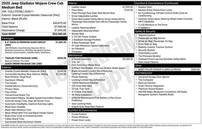 2020 Jeep Gladiator 4X4 Mojave 4DR Crew Cab 5.0 FT. SB