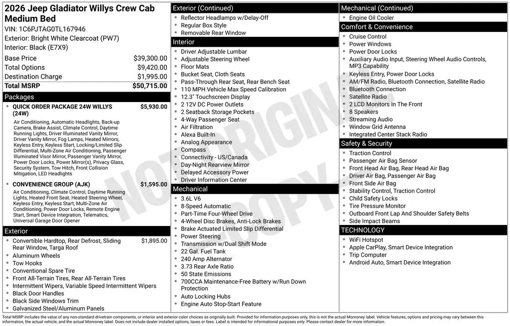 2026 Jeep Gladiator - $41,000