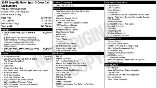 2025 Jeep Gladiator Sport S