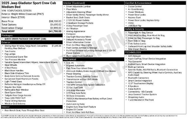2025 Jeep Gladiator - $35,874