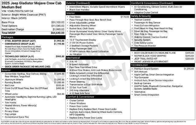 2025 Jeep Gladiator - $43,500