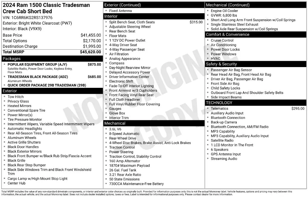 2024 Ram 1500 - $24,668