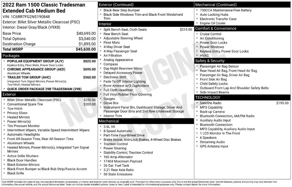 2022 Ram 1500 - $21,800