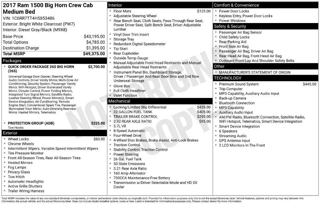 2017 Ram 1500 - $15,049