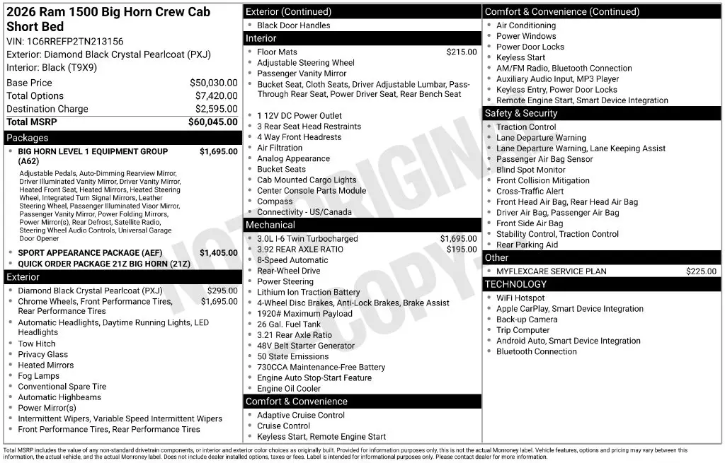 2026 Ram 1500 - $39,577