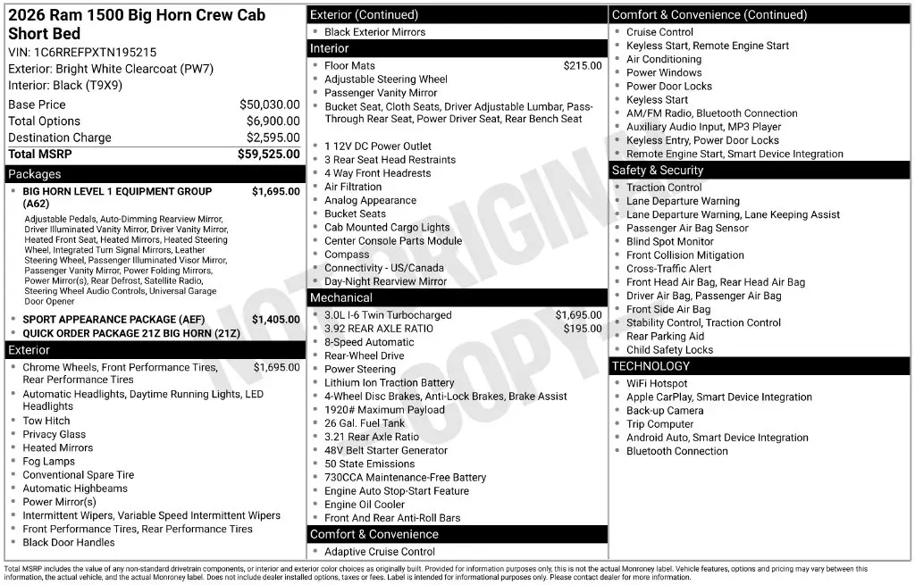 2026 Ram 1500 - $40,448