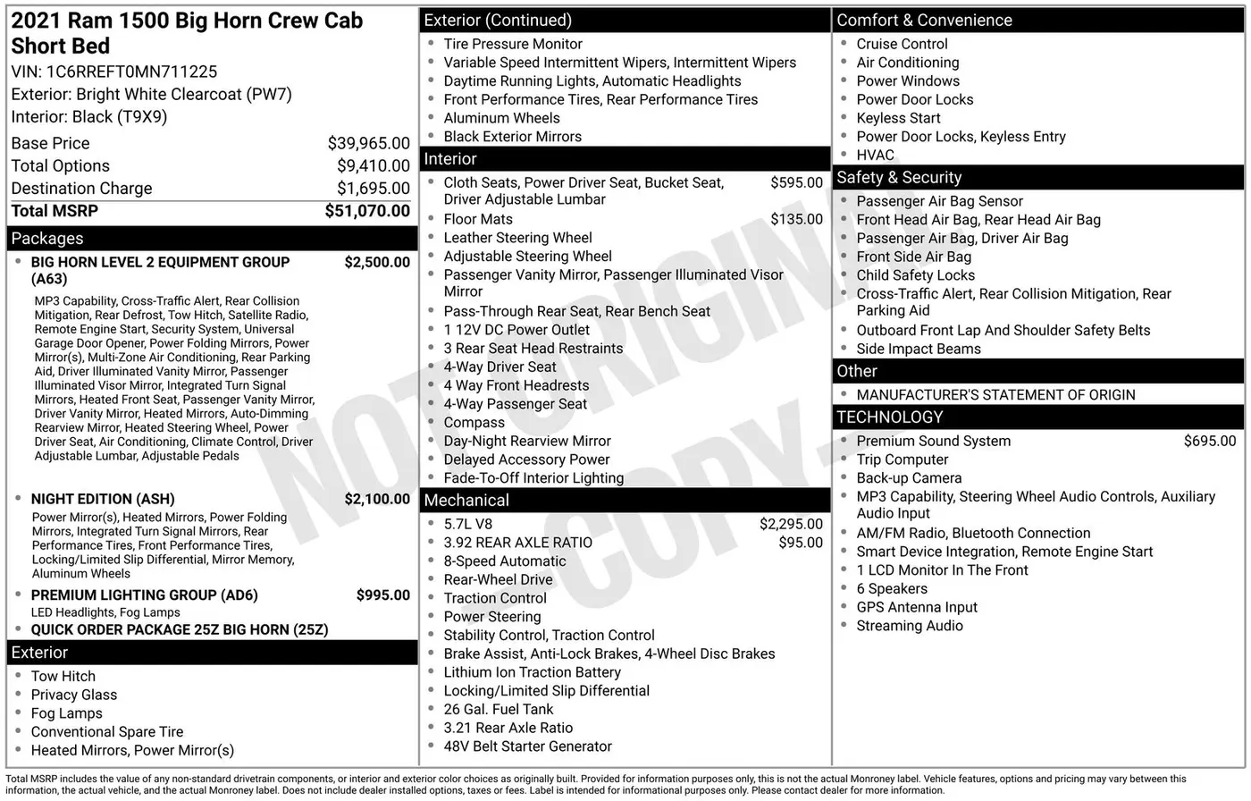2021 Ram 1500 - $15,874