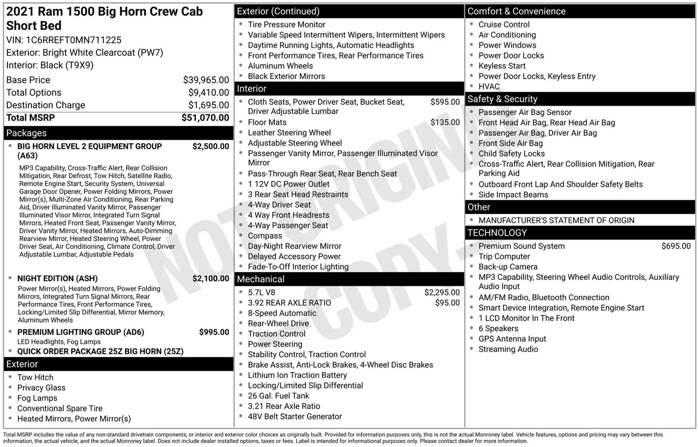 2021 Ram 1500 - $15,874