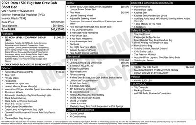 2021 RAM 1500 4X2 Big Horn 4DR Crew Cab 5.6 FT. SB Pickup