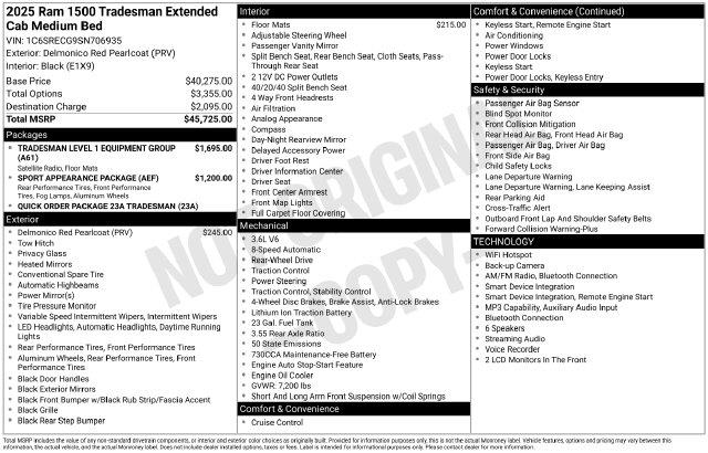 2025 Ram 1500 - $28,999