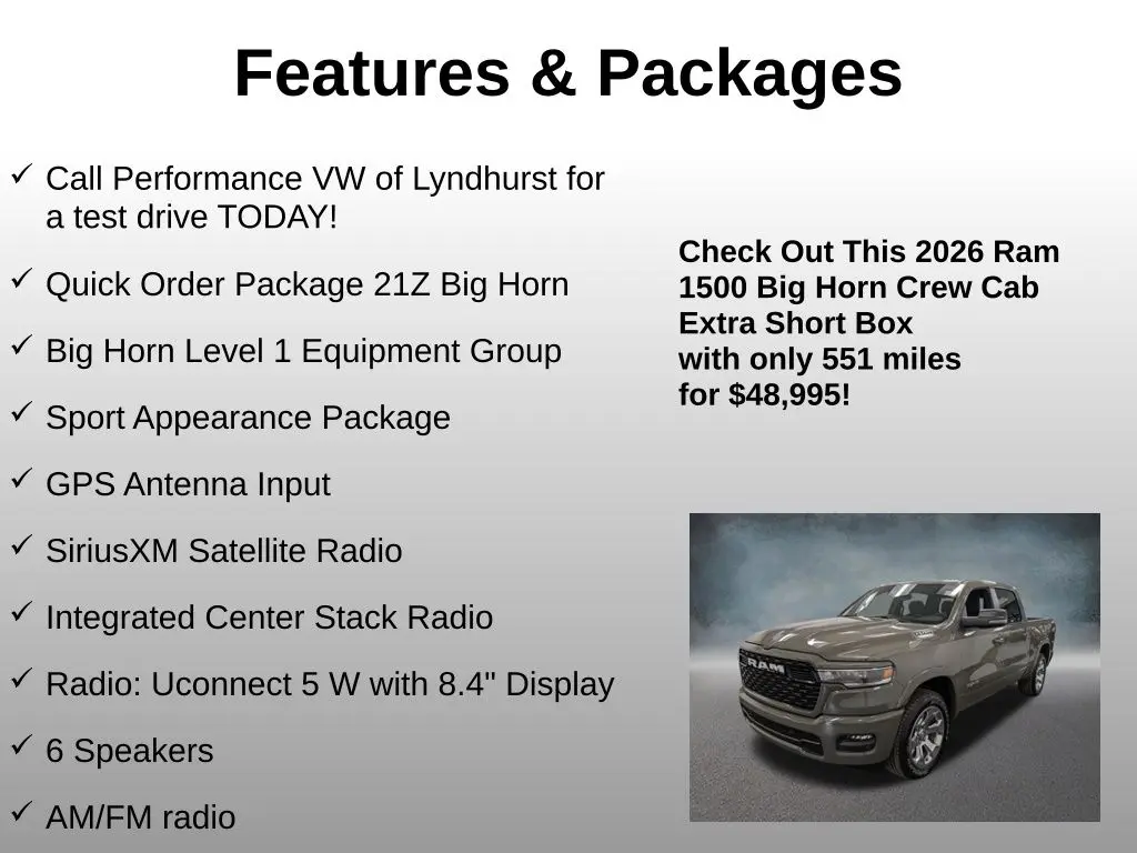 2026 Ram 1500 - $48,995