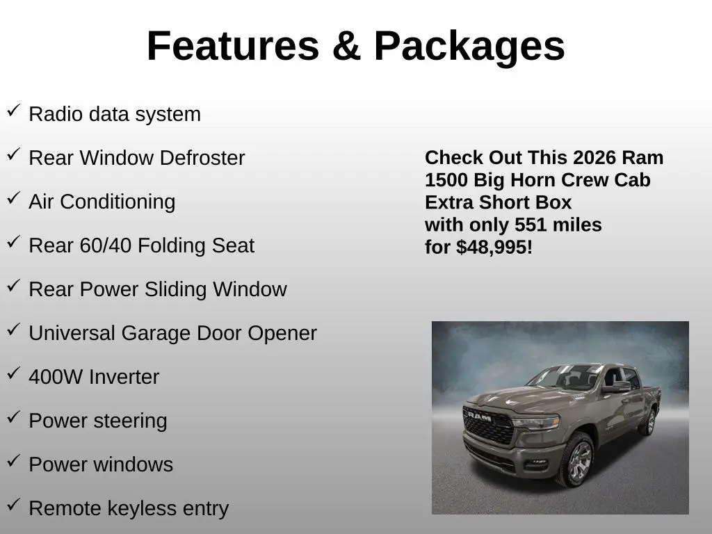 2026 Ram 1500 - $48,995