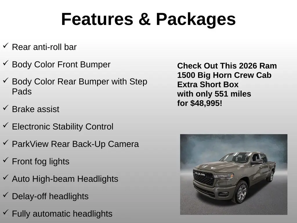 2026 Ram 1500 - $48,995