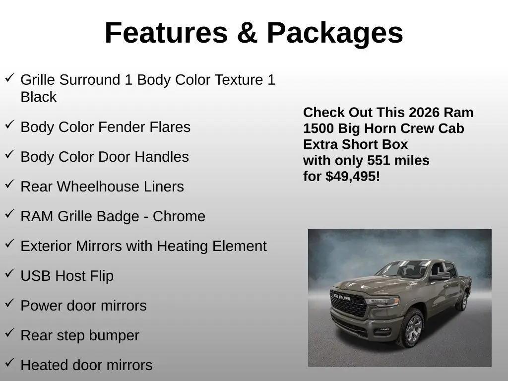 2026 Ram 1500 - $49,495