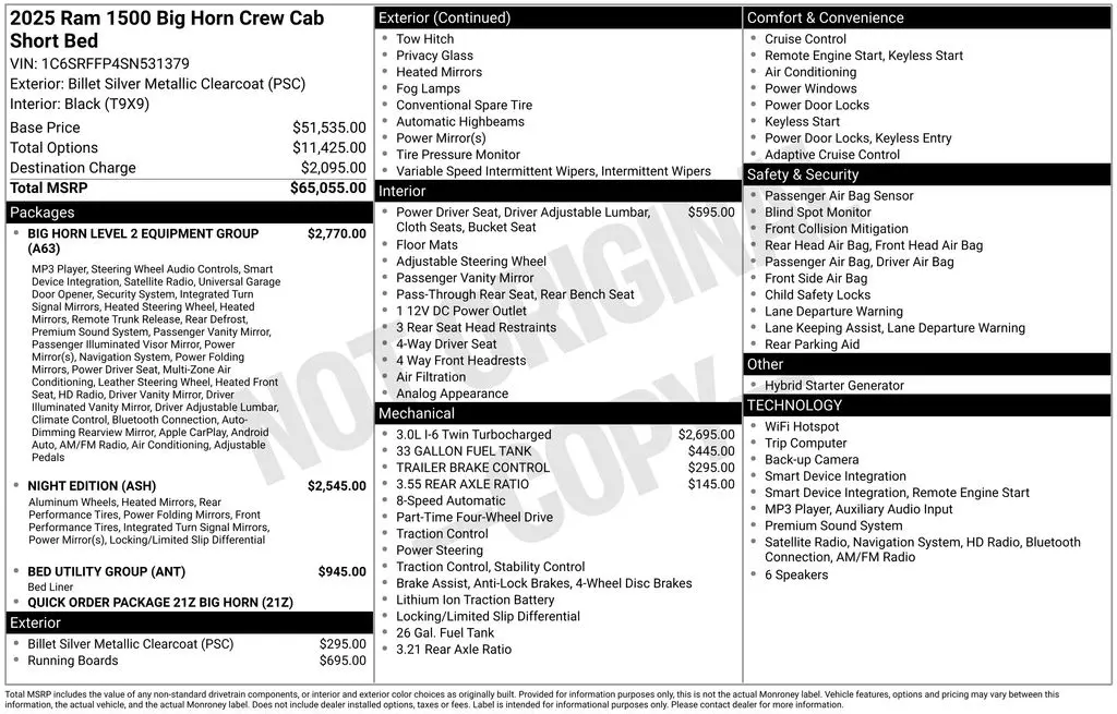 2025 Ram 1500 - $33,819