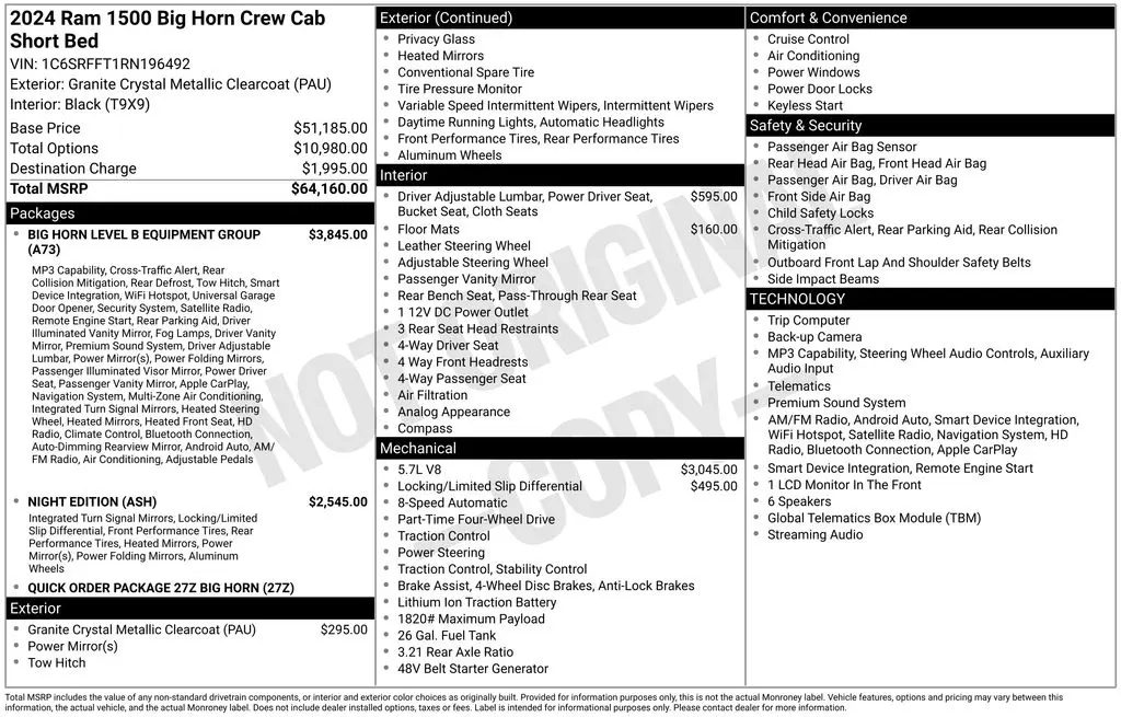 2024 Ram 1500 - $42,900