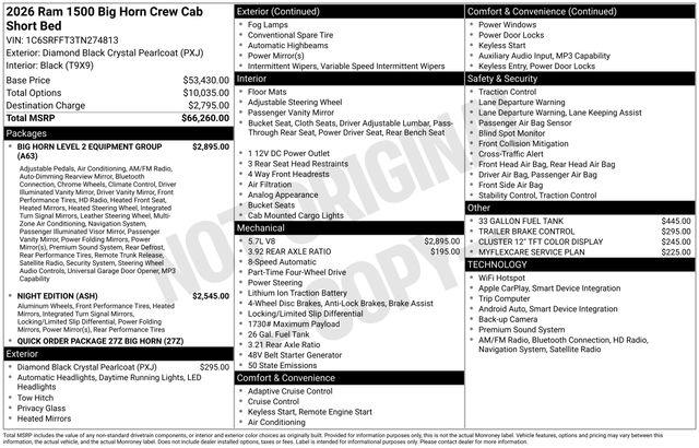 2026 Ram 1500 - $46,394