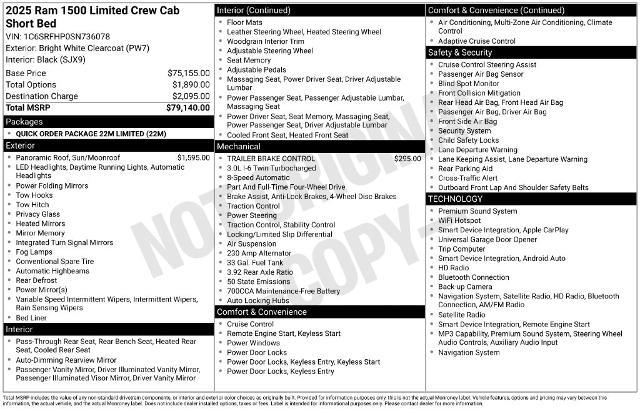 2025 Ram 1500 - $53,400