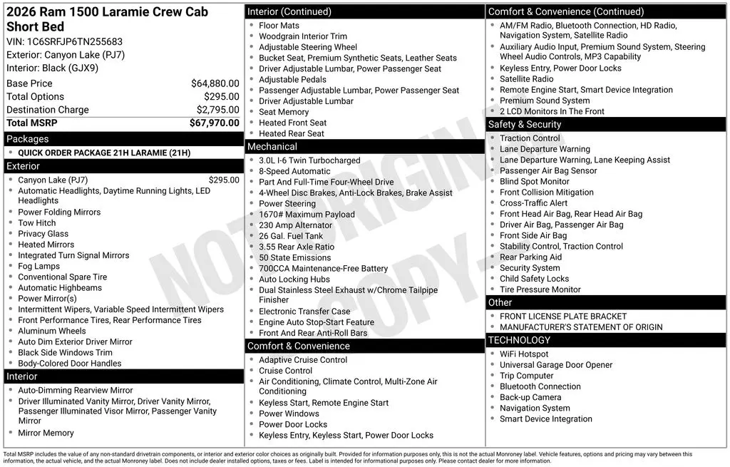 2026 Ram 1500 - $50,359