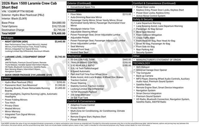 2026 Ram 1500 - $50,950