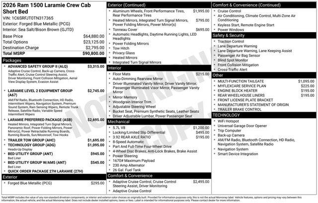 2026 Ram 1500 - $60,030